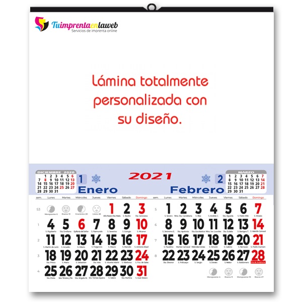 Calendario Pared Bimensual 33,5 cm.