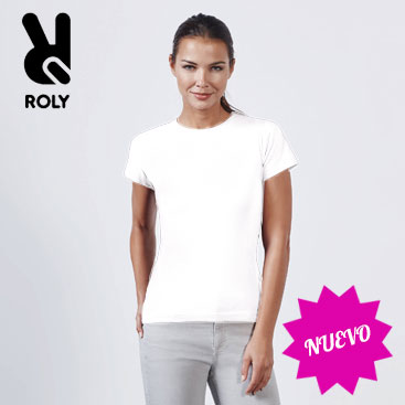 Camiseta blanca MUJER Jamaica de Roly impresión 1 color