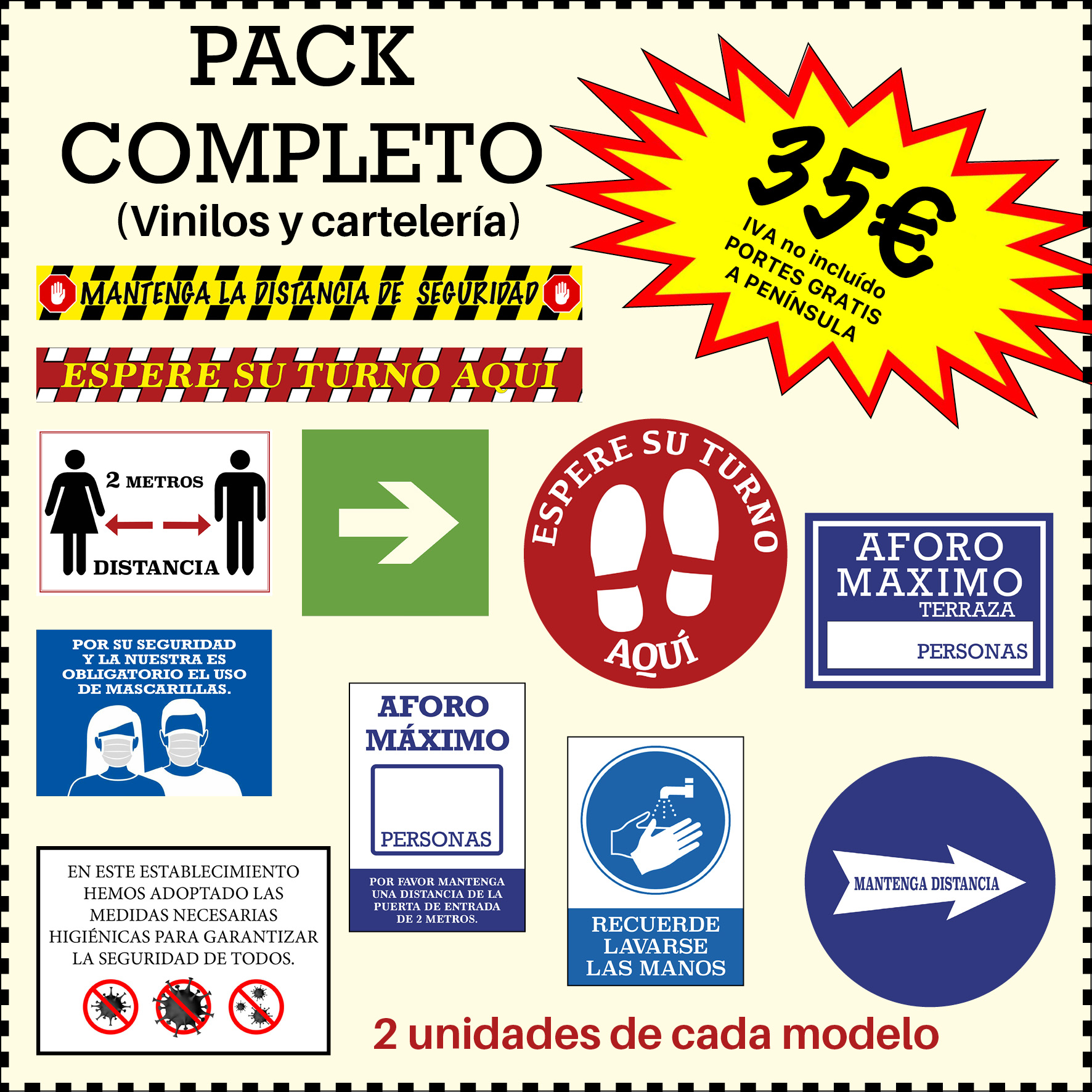 Pack vinilos y carteleria laminados covid19